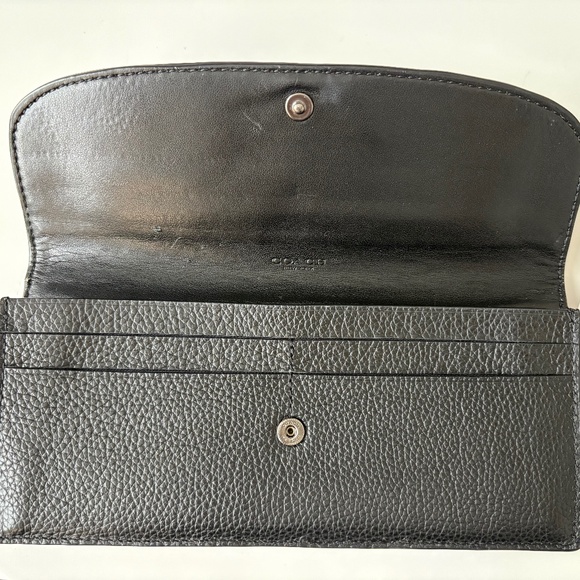 COACH SOFT BLACK WALLET BAG  WITH SNAKE EMBOSSED LEATHER TRIM (F57592) - Picture 11 of 13